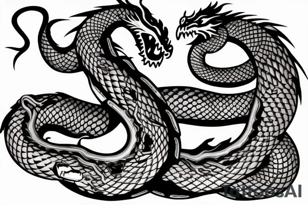 Serpent dragon wrapping around a sword tattoo idea