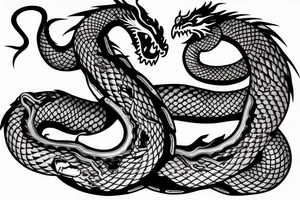 Serpent dragon wrapping around a sword tattoo idea