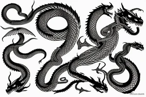 Serpent dragon wrapping around a sword tattoo idea