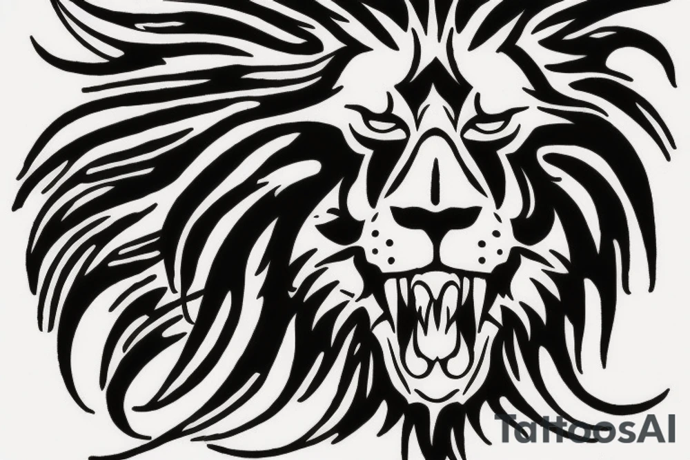 lion, skull, fire tattoo idea
