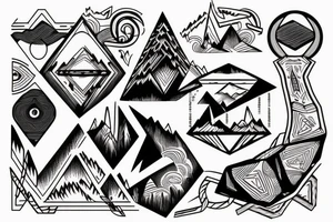 Mountain scene with ouroboros behind it tattoo idea