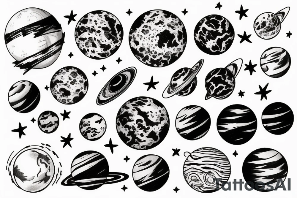 Planets lined up tattoo idea