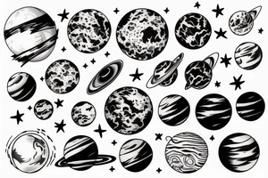 Planets lined up tattoo idea
