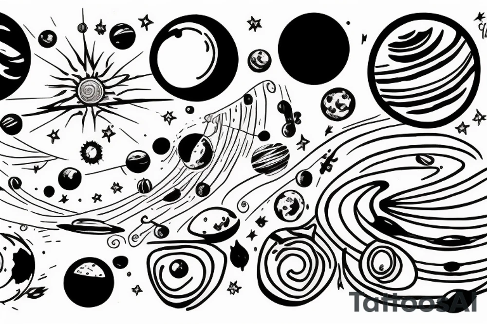 solar system lined up tattoo idea