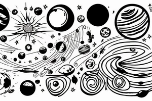solar system lined up tattoo idea
