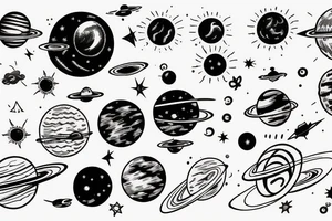 solar system lined up tattoo idea