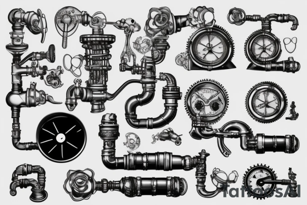 steampunk plumbing tattoo idea