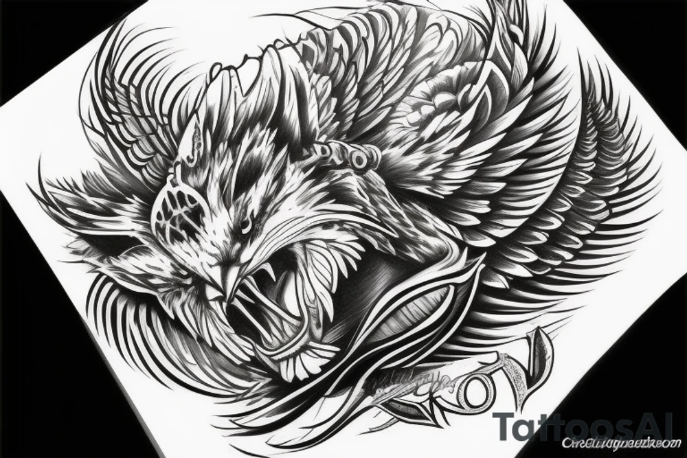 warrior hawk tattoo idea