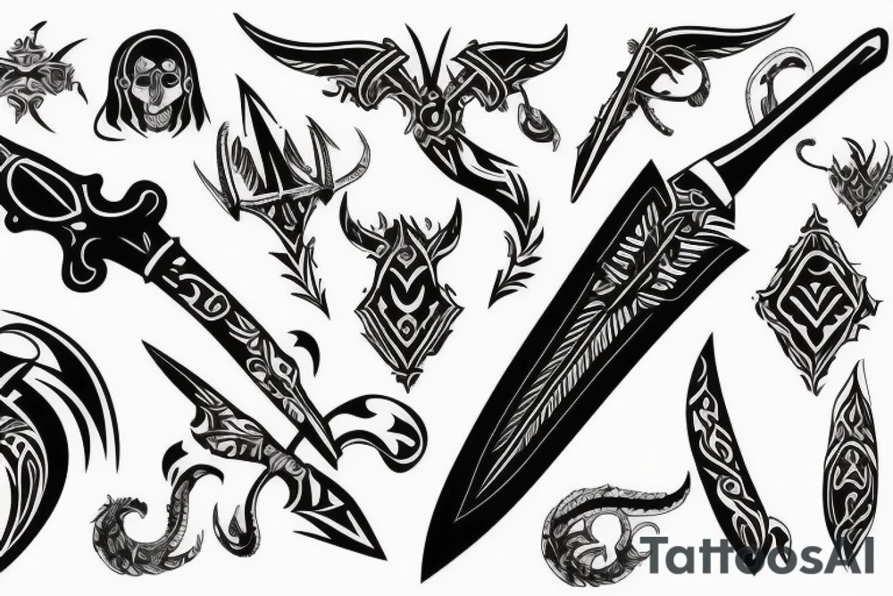 neotribal knife tattoo idea