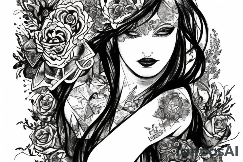 Girl whith ak47 tattoo idea