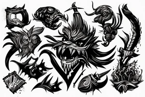Angry warrior, messy hair, smoke around tattoo idea