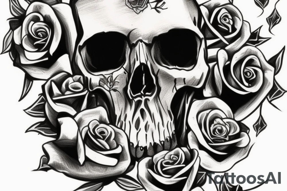 skull and rose tattoo tattoo idea