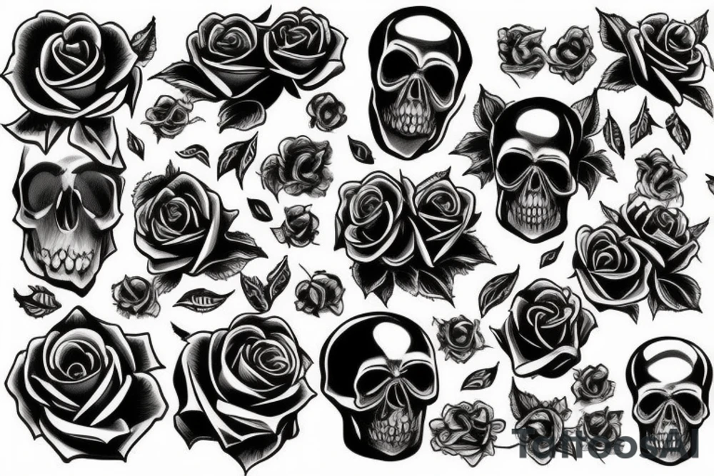 skull and rose tattoo tattoo idea