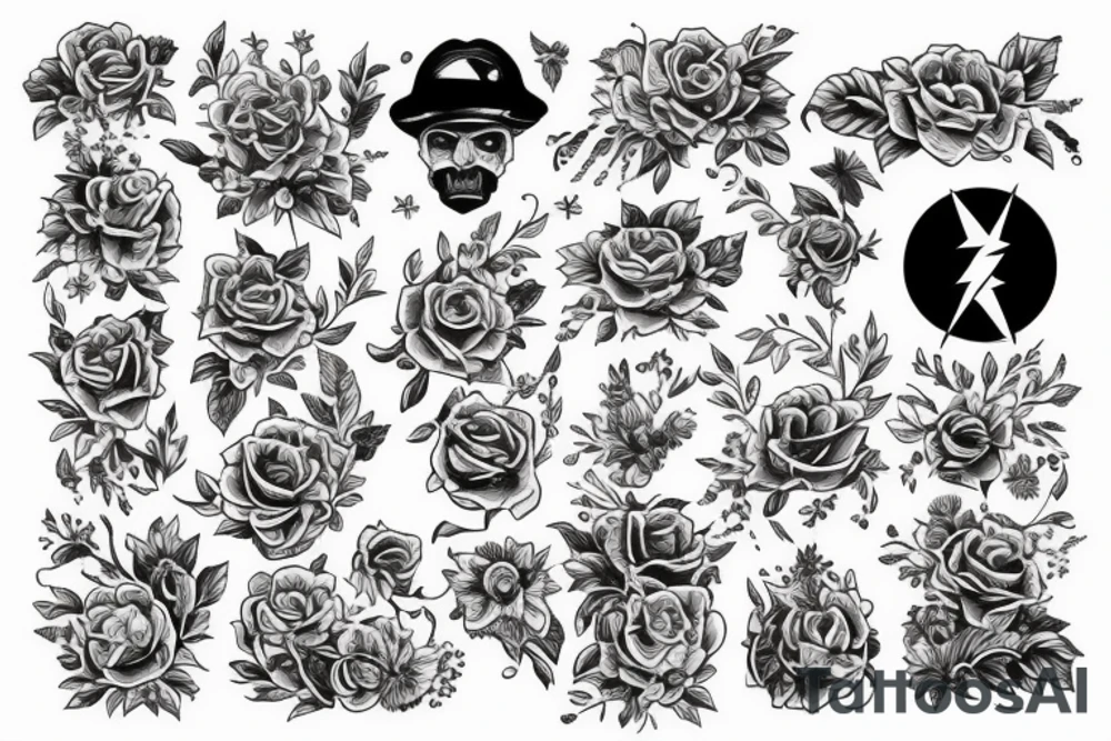 череп и розы tattoo idea