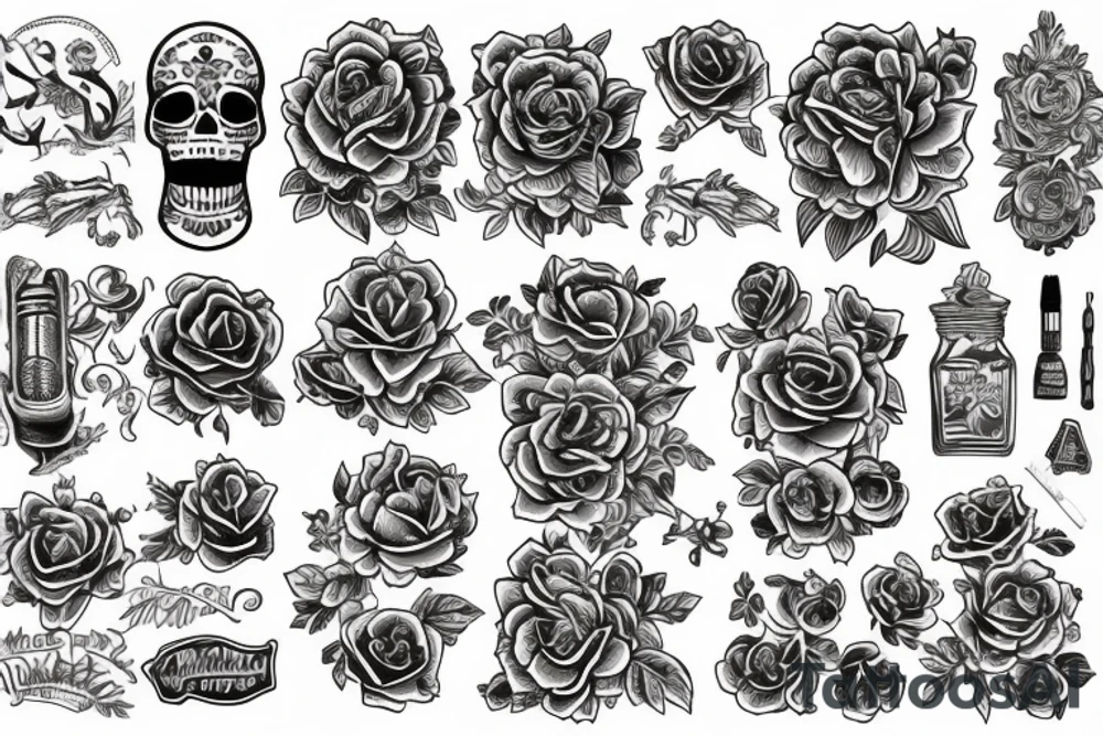 череп и розы tattoo idea