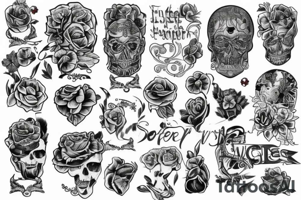 череп и роза tattoo idea