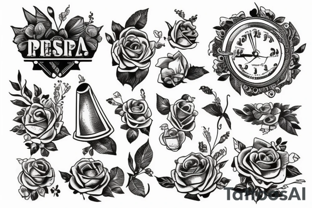 череп и роза tattoo idea