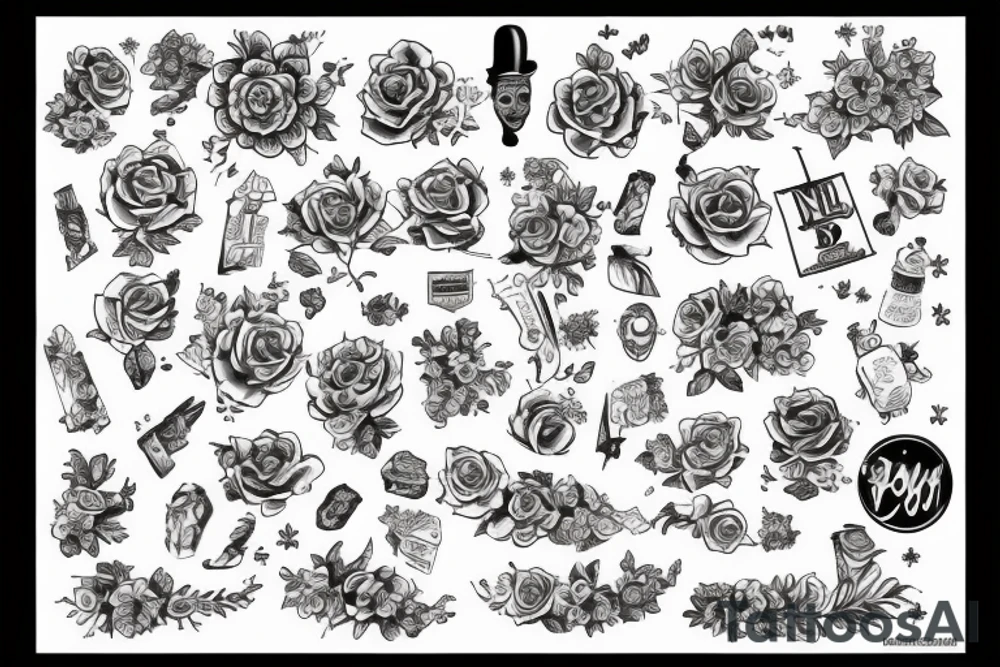 череп и роза олд скул tattoo idea