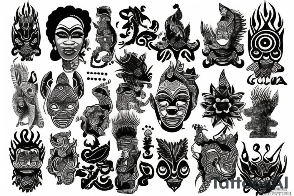 Combination of Ghanaian and Indonesian culture tattoo idea