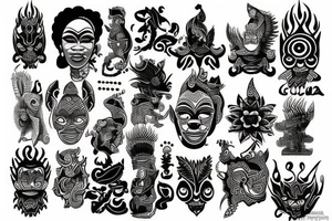 Combination of Ghanaian and Indonesian culture tattoo idea