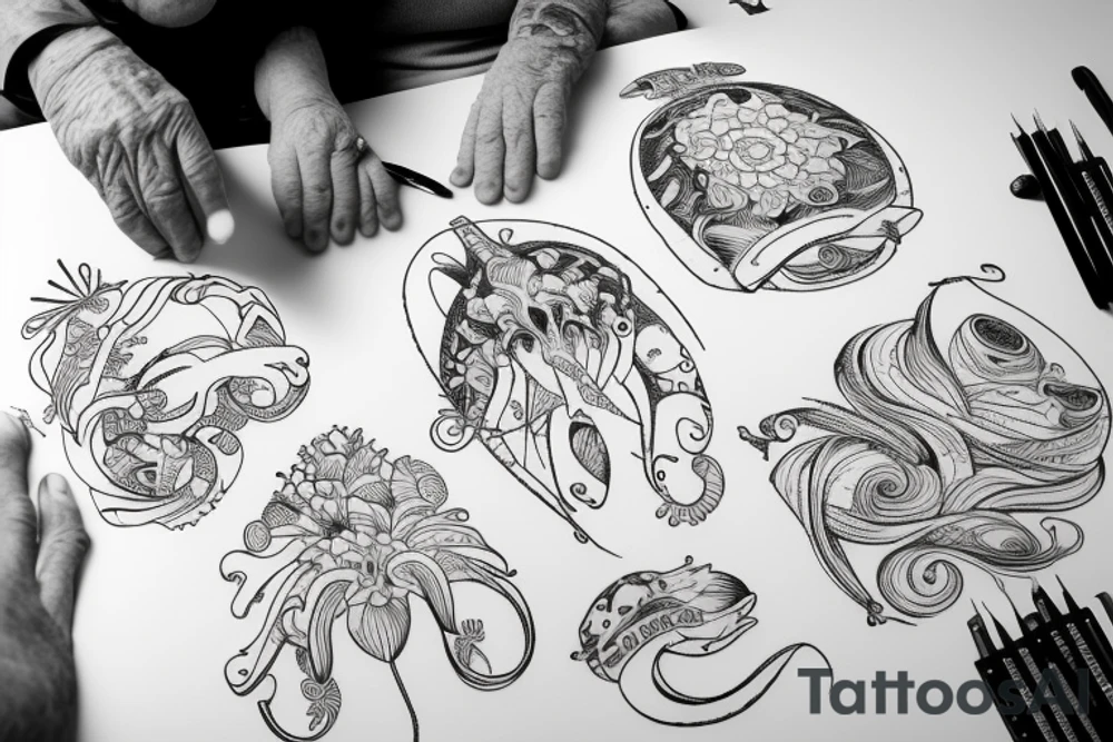 Grandparents looking at the ocean tattoo idea