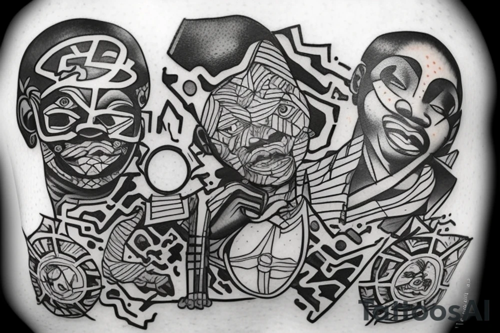 Unity between Ghana and Indonesia. Also combining the map tattoo idea