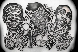 Unity between Ghana and Indonesia. Also combining the map tattoo idea