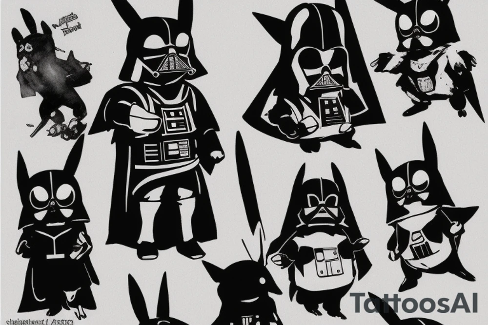 Pikachu in Darth Vader suit tattoo idea