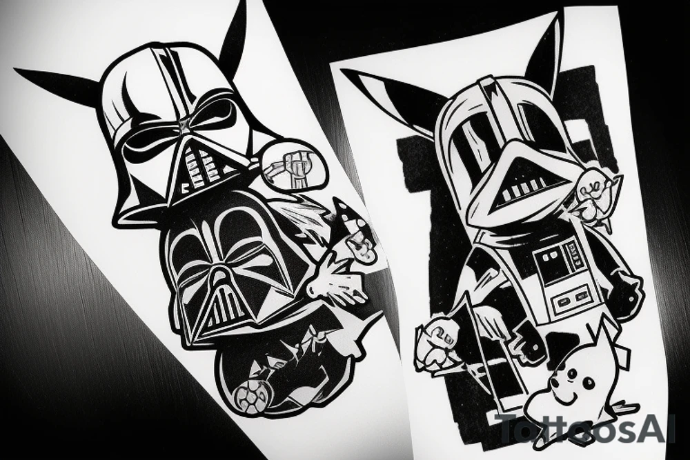 Pikachu in Darth Vader suit tattoo idea