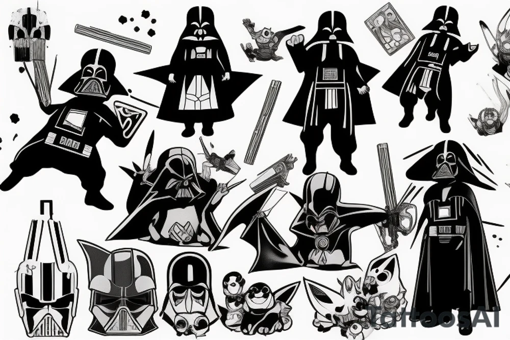 Pikachu in Darth Vader suit tattoo idea