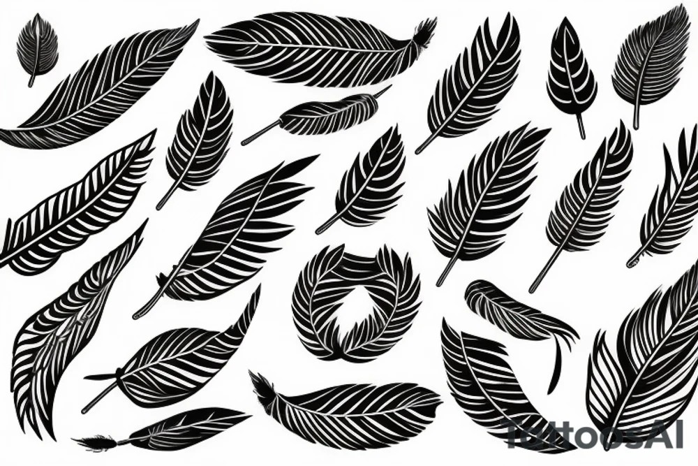 A single wing with six feathers tattoo idea