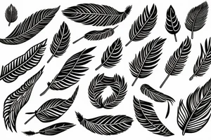 A single wing with six feathers tattoo idea