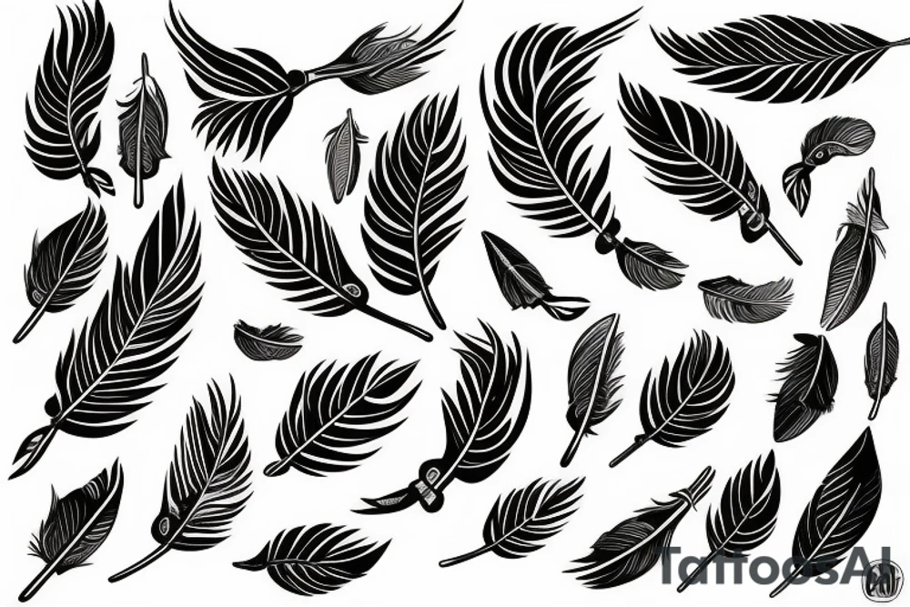 A single wing with six feathers tattoo idea
