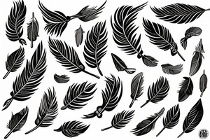 A single wing with six feathers tattoo idea