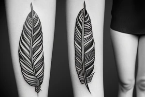 A feather with a symbolic number six tattoo idea
