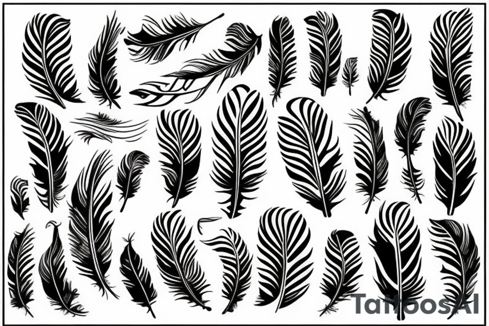 A feather with a symbolic number six tattoo idea
