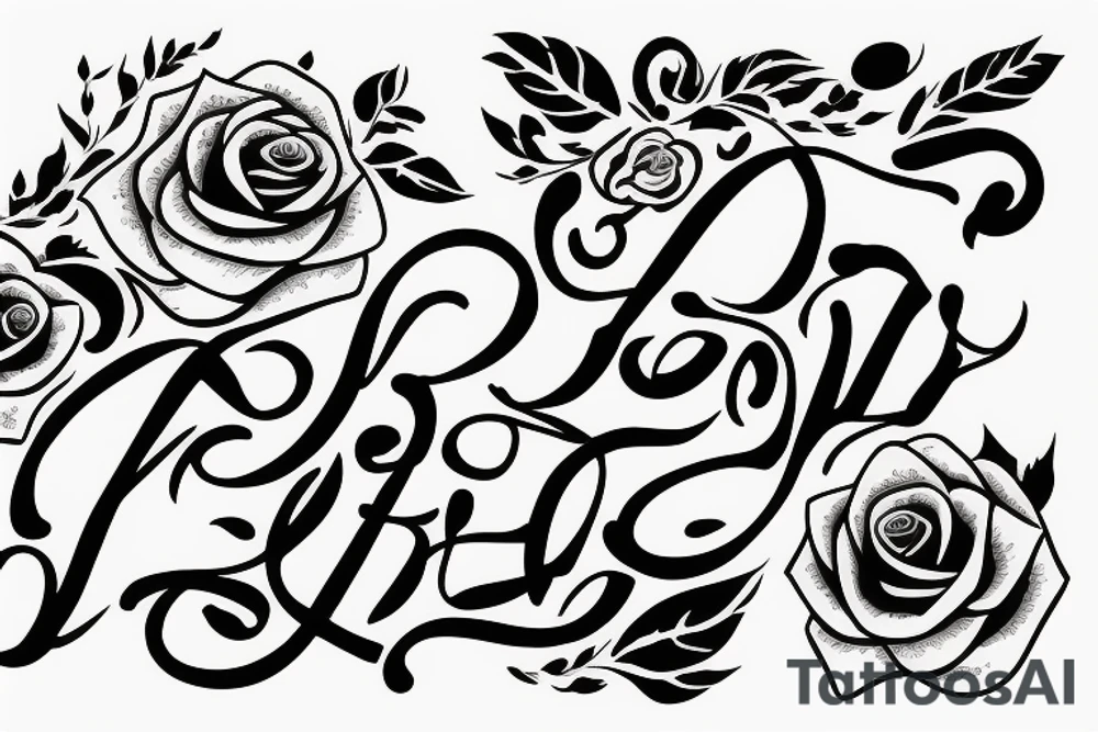 B B signature with rose and initals underneath tattoo idea