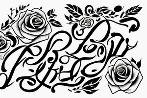 B B signature with rose and initals underneath tattoo idea