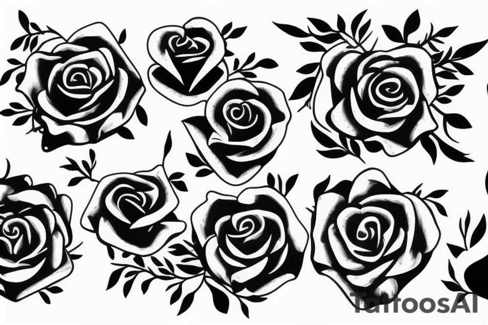 B B signature with rose and initals underneath tattoo idea