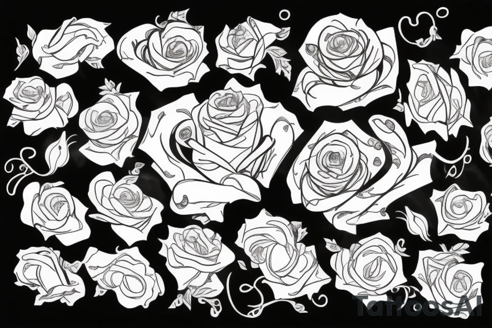 two cursive B signature with rose tattoo idea