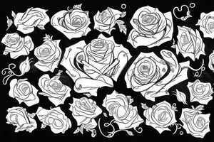 two cursive B signature with rose tattoo idea