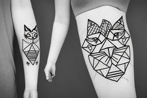 Grey cat with black lines on the face tattoo idea