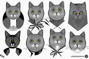 Grey cat with black lines on the face tattoo idea