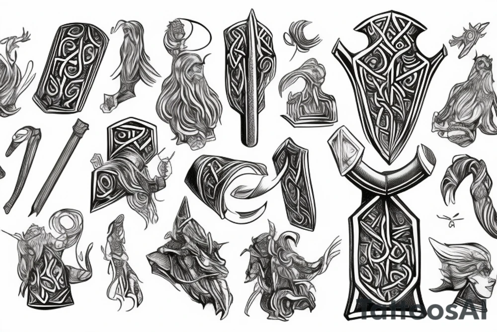 Norse mythology, mjolnir, protection rume tattoo idea