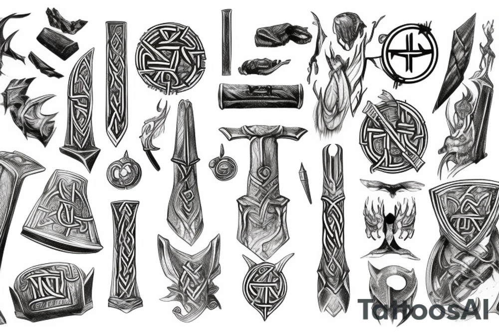 Norse mythology, mjolnir, protection rume tattoo idea