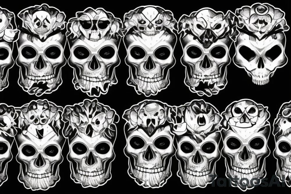shining eyes skull on fire crazy tattoo idea