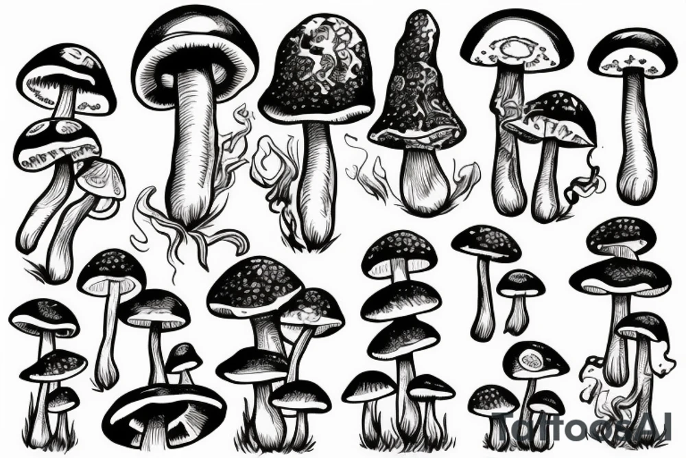 mushroom smoking weed tattoo idea