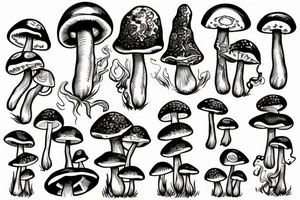 mushroom smoking weed tattoo idea