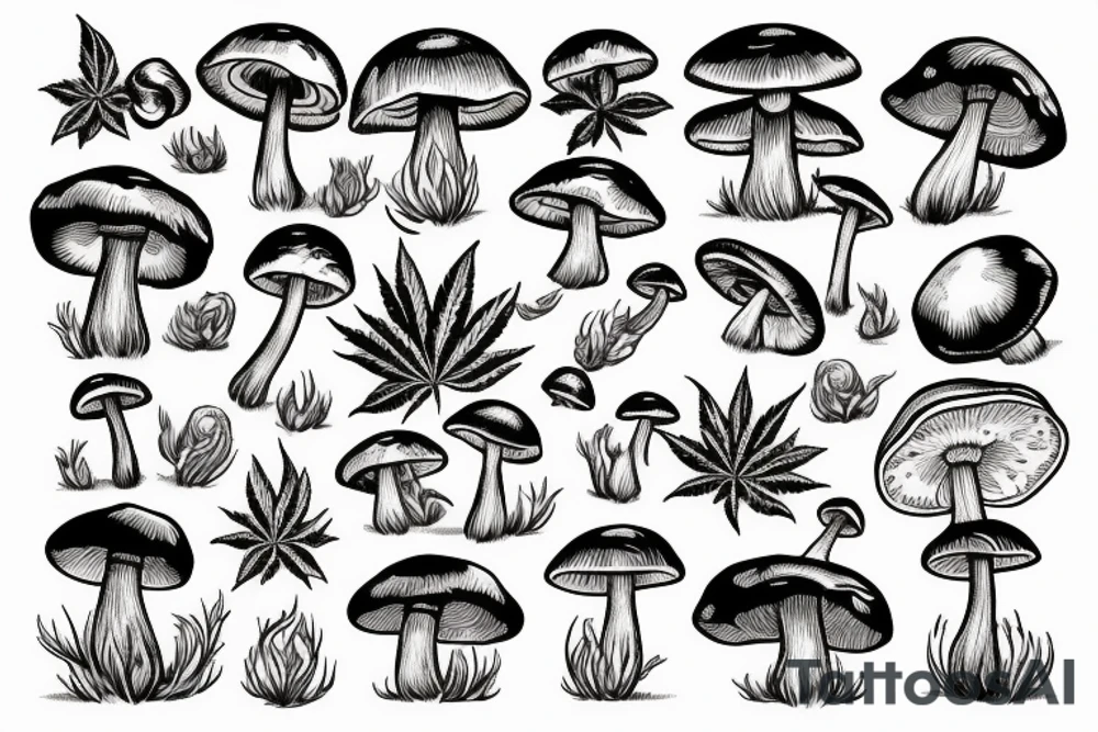 mushroom smoking weed tattoo idea