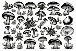 mushroom smoking weed tattoo idea